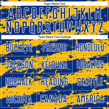 Load image into Gallery viewer, Custom Royal Gold-White Splash Sublimation Soccer Uniform Jersey