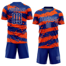 Load image into Gallery viewer, Custom Royal Orange-White Splash Sublimation Soccer Uniform Jersey