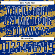 Load image into Gallery viewer, Custom Royal Old Gold-White Splash Sublimation Soccer Uniform Jersey