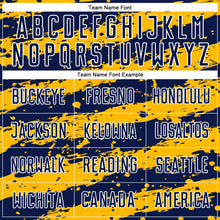Load image into Gallery viewer, Custom Navy Gold-White Splash Sublimation Soccer Uniform Jersey