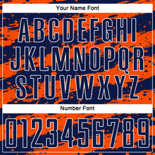 Load image into Gallery viewer, Custom Navy Orange-White Splash Sublimation Soccer Uniform Jersey