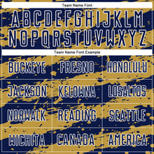 Load image into Gallery viewer, Custom Navy Old Gold-White Splash Sublimation Soccer Uniform Jersey