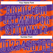 Load image into Gallery viewer, Custom Purple Orange-White Splash Sublimation Soccer Uniform Jersey