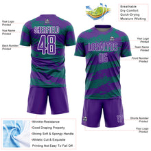Load image into Gallery viewer, Custom Purple Teal-White Splash Sublimation Soccer Uniform Jersey