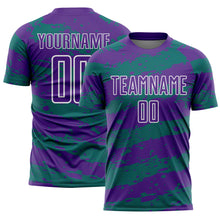 Load image into Gallery viewer, Custom Purple Teal-White Splash Sublimation Soccer Uniform Jersey