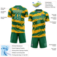 Load image into Gallery viewer, Custom Kelly Green Gold-White Splash Sublimation Soccer Uniform Jersey