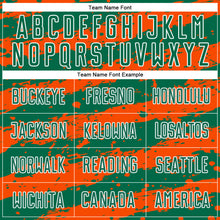 Load image into Gallery viewer, Custom Kelly Green Orange-White Splash Sublimation Soccer Uniform Jersey