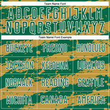 Load image into Gallery viewer, Custom Kelly Green Old Gold-White Splash Sublimation Soccer Uniform Jersey