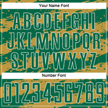 Load image into Gallery viewer, Custom Kelly Green Old Gold-White Splash Sublimation Soccer Uniform Jersey