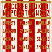 Load image into Gallery viewer, Custom Red Old Gold-White Line Sublimation Soccer Uniform Jersey