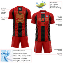 Load image into Gallery viewer, Custom Red Old Gold-Black Line Sublimation Soccer Uniform Jersey