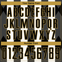 Load image into Gallery viewer, Custom Black Old Gold-White Line Sublimation Soccer Uniform Jersey