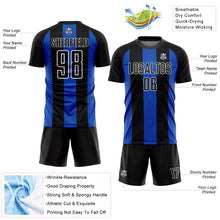 Load image into Gallery viewer, Custom Black Thunder Blue-White Line Sublimation Soccer Uniform Jersey