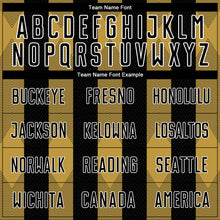 Load image into Gallery viewer, Custom Black Old Gold-White Line Sublimation Soccer Uniform Jersey