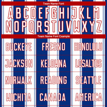 Load image into Gallery viewer, Custom Royal White-Red Line Sublimation Soccer Uniform Jersey