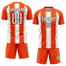 Load image into Gallery viewer, Custom Orange White-Black Line Sublimation Soccer Uniform Jersey