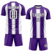Load image into Gallery viewer, Custom Purple White-Black Line Sublimation Soccer Uniform Jersey