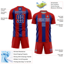 Load image into Gallery viewer, Custom Red Royal-White Line Sublimation Soccer Uniform Jersey