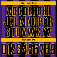 Load image into Gallery viewer, Custom Black Purple-Gold Line Sublimation Soccer Uniform Jersey
