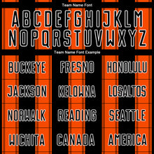 Load image into Gallery viewer, Custom Black Orange-White Line Sublimation Soccer Uniform Jersey