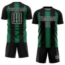 Load image into Gallery viewer, Custom Black Kelly Green-White Line Sublimation Soccer Uniform Jersey