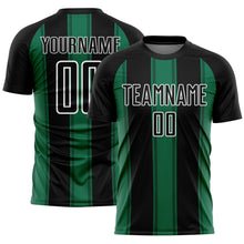 Load image into Gallery viewer, Custom Black Kelly Green-White Line Sublimation Soccer Uniform Jersey