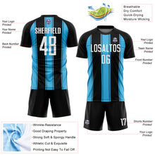Load image into Gallery viewer, Custom Black White-Sky Blue Line Sublimation Soccer Uniform Jersey