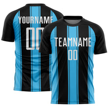 Load image into Gallery viewer, Custom Black White-Sky Blue Line Sublimation Soccer Uniform Jersey