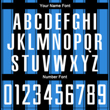 Load image into Gallery viewer, Custom Black White-Powder Blue Line Sublimation Soccer Uniform Jersey