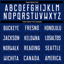 Load image into Gallery viewer, Custom Navy White-Royal Geometric Shapes Sublimation Soccer Uniform Jersey