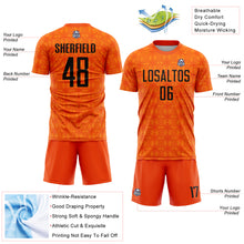 Load image into Gallery viewer, Custom Orange Black-Bay Orange Geometric Shapes Sublimation Soccer Uniform Jersey