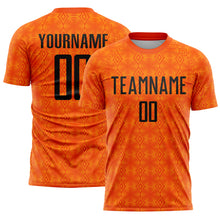 Load image into Gallery viewer, Custom Orange Black-Bay Orange Geometric Shapes Sublimation Soccer Uniform Jersey