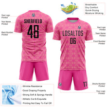 Load image into Gallery viewer, Custom Pink Black-Medium Pink Geometric Shapes Sublimation Soccer Uniform Jersey
