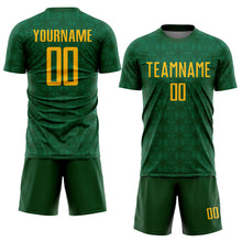 Load image into Gallery viewer, Custom Green Gold-Kelly Green Geometric Shapes Sublimation Soccer Uniform Jersey
