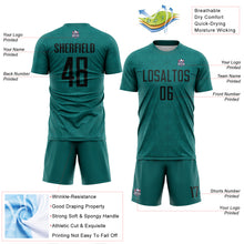 Load image into Gallery viewer, Custom Teal Black Geometric Shapes Sublimation Soccer Uniform Jersey