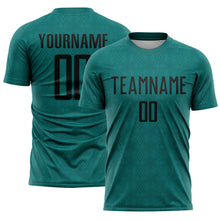 Load image into Gallery viewer, Custom Teal Black Geometric Shapes Sublimation Soccer Uniform Jersey