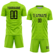 Load image into Gallery viewer, Custom Neon Green Black Geometric Shapes Sublimation Soccer Uniform Jersey