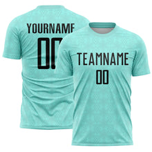 Load image into Gallery viewer, Custom Ice Blue Black Geometric Shapes Sublimation Soccer Uniform Jersey