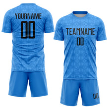 Load image into Gallery viewer, Custom Powder Blue Black Geometric Shapes Sublimation Soccer Uniform Jersey
