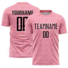 Load image into Gallery viewer, Custom Medium Pink Black-Light Pink Geometric Shapes Sublimation Soccer Uniform Jersey