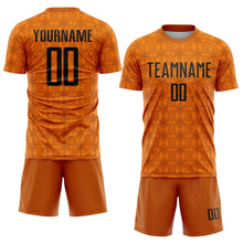 Load image into Gallery viewer, Custom Texas Orange Black-Bay Orange Geometric Shapes Sublimation Soccer Uniform Jersey