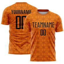 Load image into Gallery viewer, Custom Texas Orange Black-Bay Orange Geometric Shapes Sublimation Soccer Uniform Jersey
