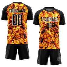 Load image into Gallery viewer, Custom Black White Flame Sublimation Soccer Uniform Jersey