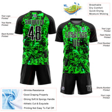 Load image into Gallery viewer, Custom Black Grass Green-White Flame Sublimation Soccer Uniform Jersey