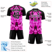 Load image into Gallery viewer, Custom Black Pink-White Flame Sublimation Soccer Uniform Jersey