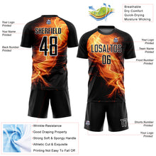 Load image into Gallery viewer, Custom Black Gold-White Flame Sublimation Soccer Uniform Jersey