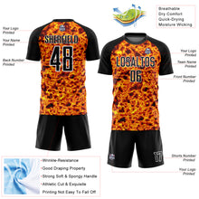 Load image into Gallery viewer, Custom Black Gold-White Flame Sublimation Soccer Uniform Jersey