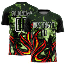 Load image into Gallery viewer, Custom Olive Red-Gold Flame Sublimation Salute To Service Soccer Uniform Jersey