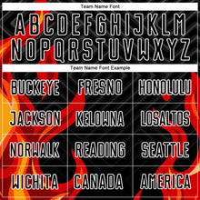 Load image into Gallery viewer, Custom Black Red-Gold Flame Sublimation Soccer Uniform Jersey