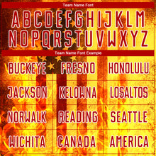 Load image into Gallery viewer, Custom Light Yellow Red-White American Flag Flame Sublimation Soccer Uniform Jersey